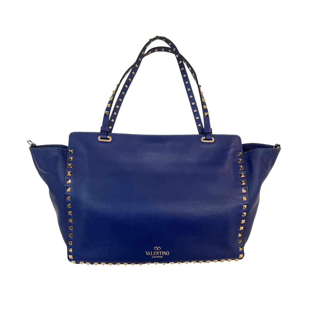 VALENTINO Borsa shopping Rock Stud bluette