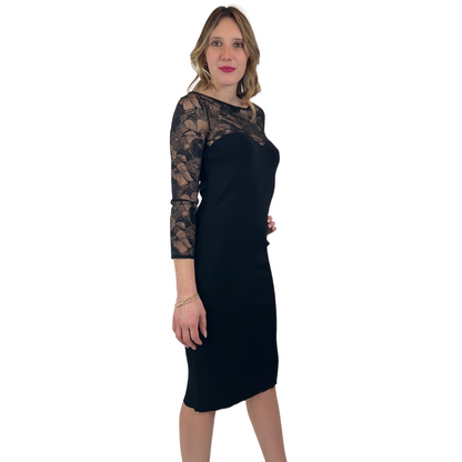 BLUMARINE Abito tubino nero con pizzo