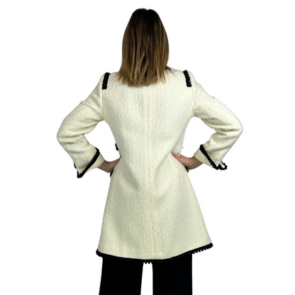 EDWARD ACHOUR Paris Cappotto bouclè panna e nero