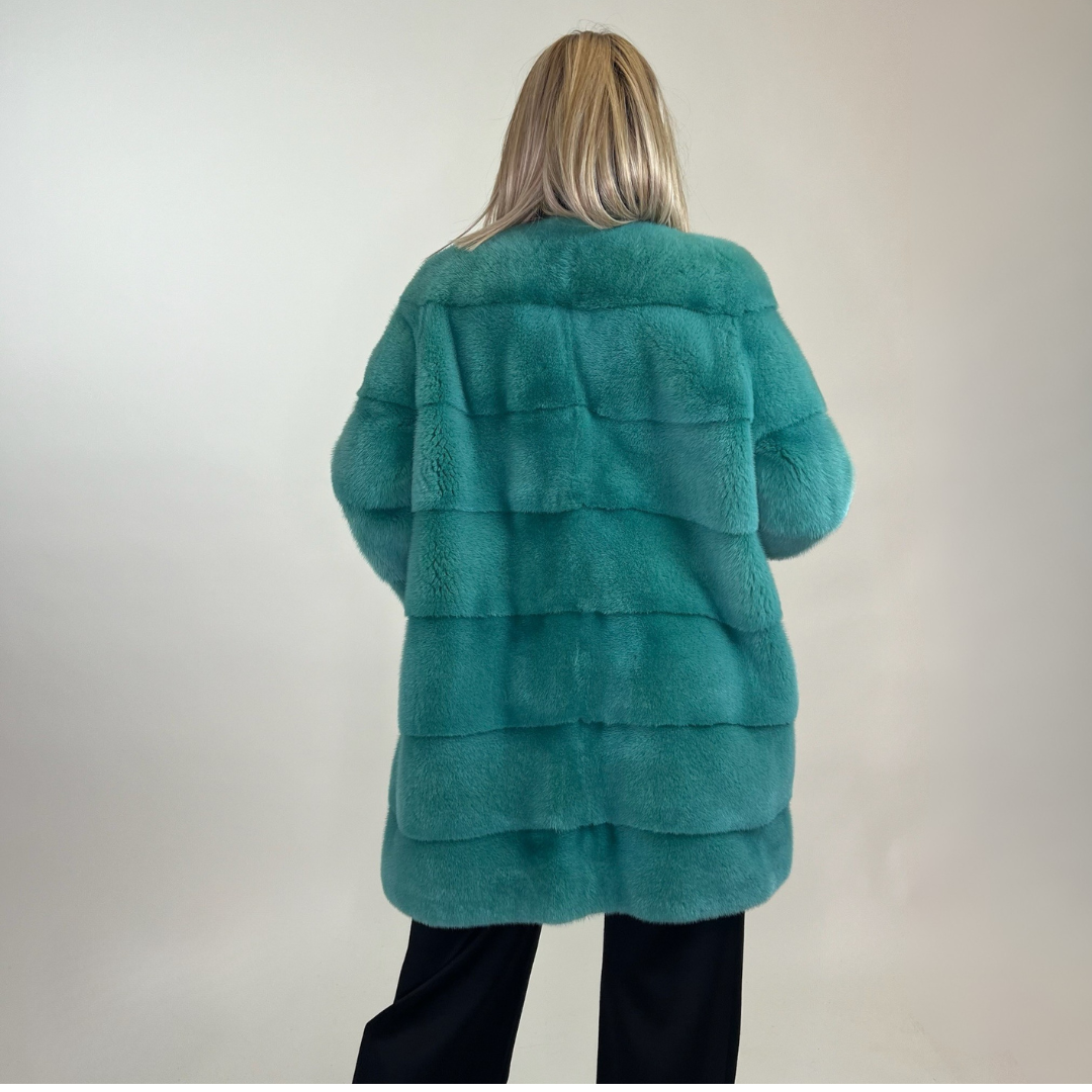 ROYAL Pelliccia in visone verde acqua