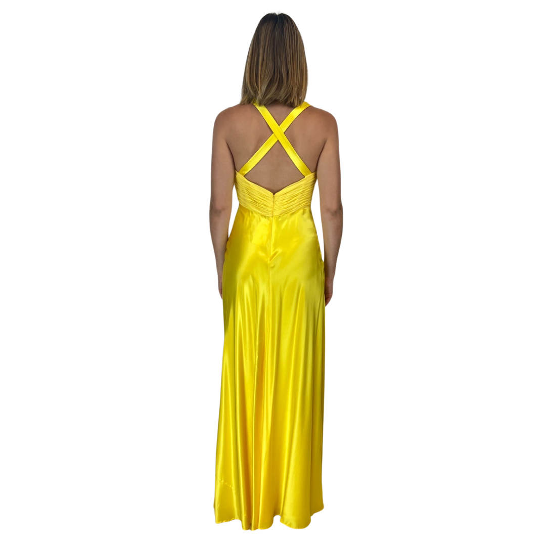 AIDAN MATTOX Abito lungo giallo