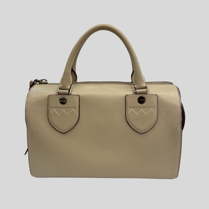 BALLY Borsa bauletto in pelle sabbia con profili bordeaux