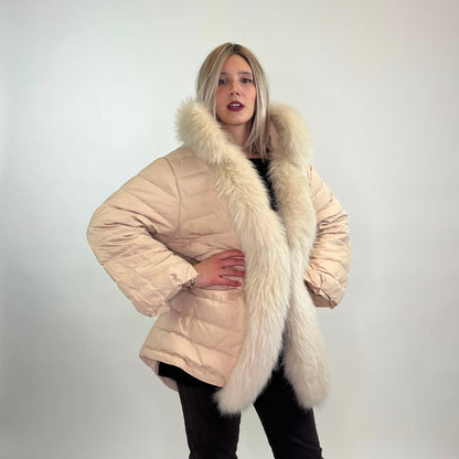 MAX & MOI Giaccone panna con piumino con pelo staccabile