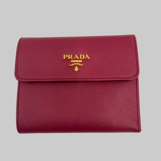 PRADA Portafoglio in pelle saffiano ibisco