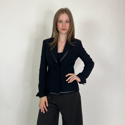 EMPORIO ARMANI Blazer nero con bordi in raso