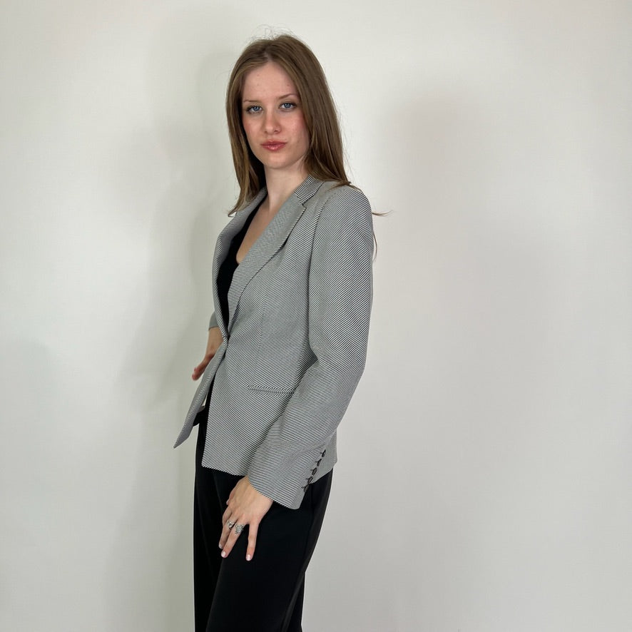 EMPORIO ARMANI Blazer rigato bianco nero