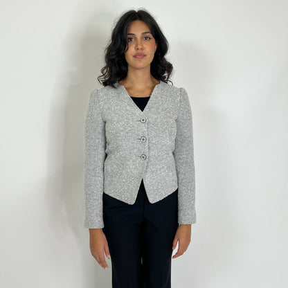 ARMANI COLLEZIONI Giacca in tessuto bouclé grigio perla