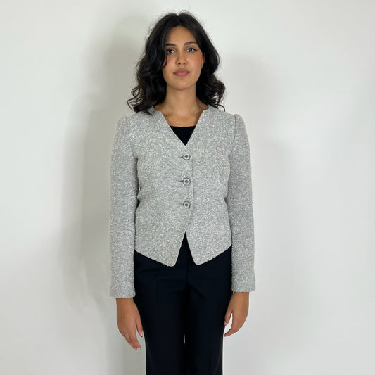 ARMANI COLLEZIONI Giacca in tessuto bouclé grigio perla