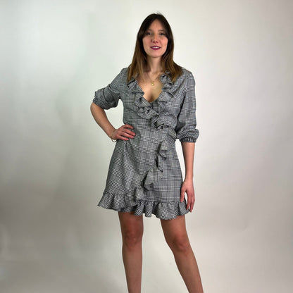 AVA ADORE Abito pied de poule bianco e nero