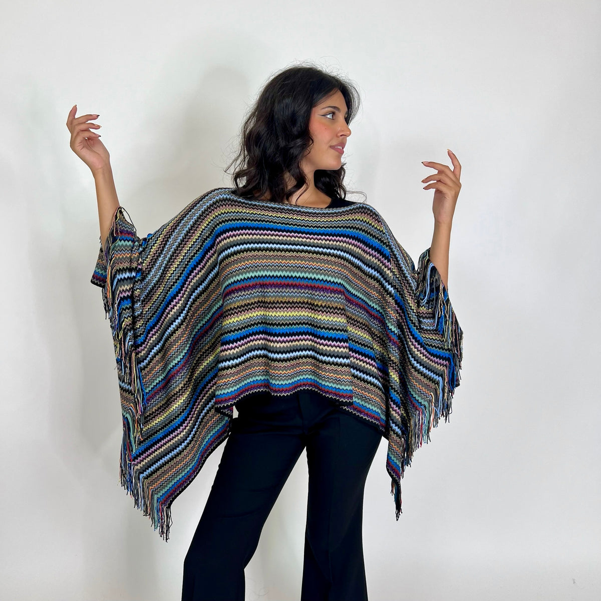 MISSONI Poncho multicolor con frangetta