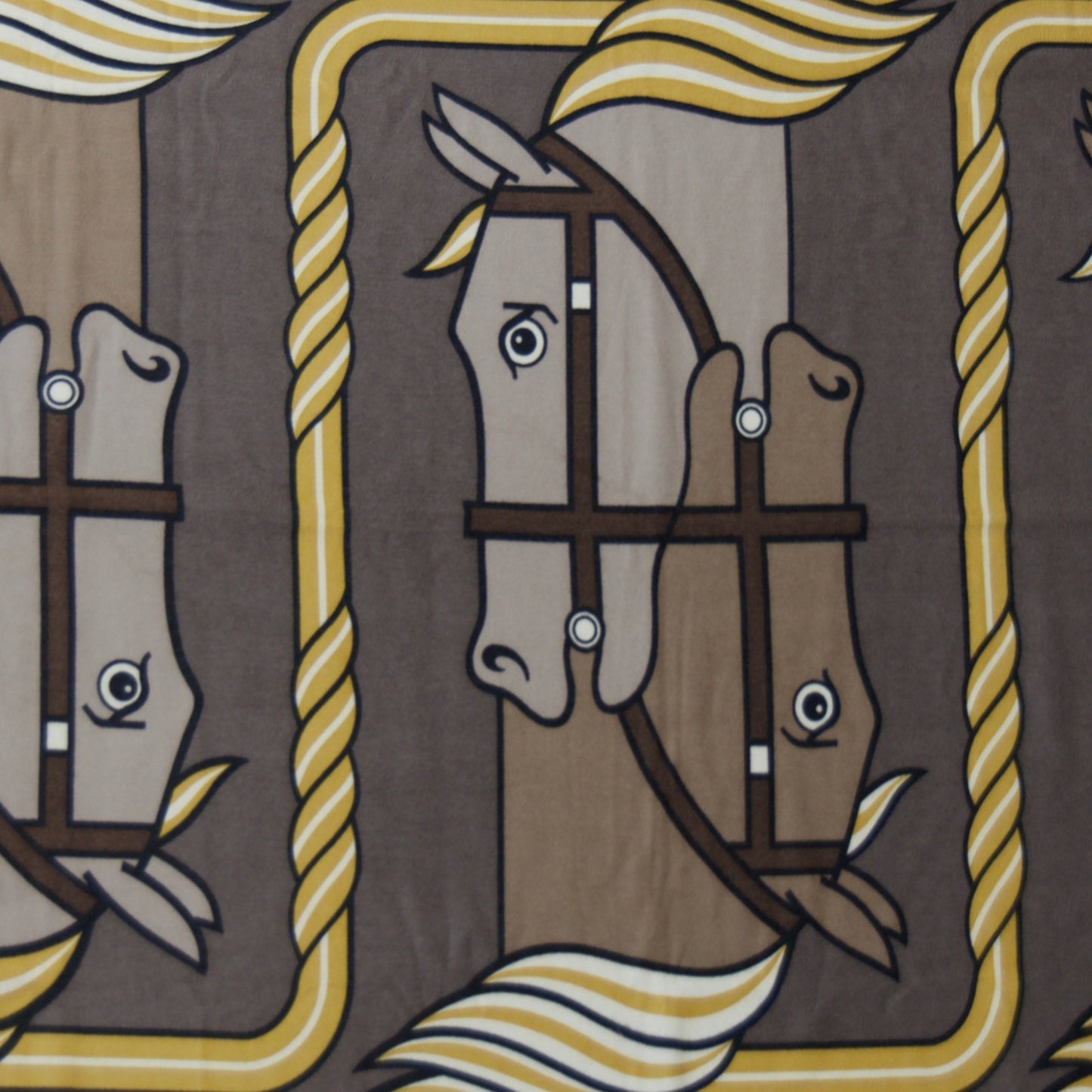 HERMES Plaid in cashmere pettinato con stampa cavalli