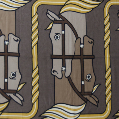 HERMES Plaid in cashmere pettinato con stampa cavalli