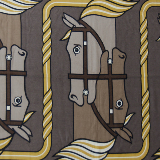 HERMES Plaid in cashmere pettinato con stampa cavalli