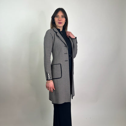 MORESI Cappotto pied de poule blu e bianco