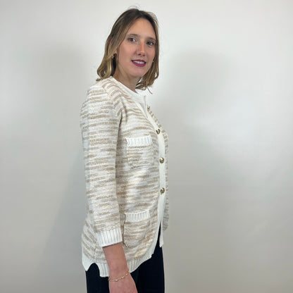 AMINA RUBINACCI Cardigan bianco e tortora