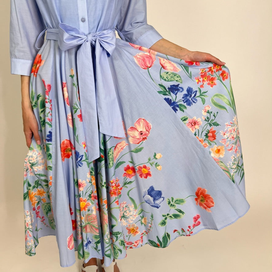 LAVI COUTURE Abito Ninni azzurro con fiori multicolor