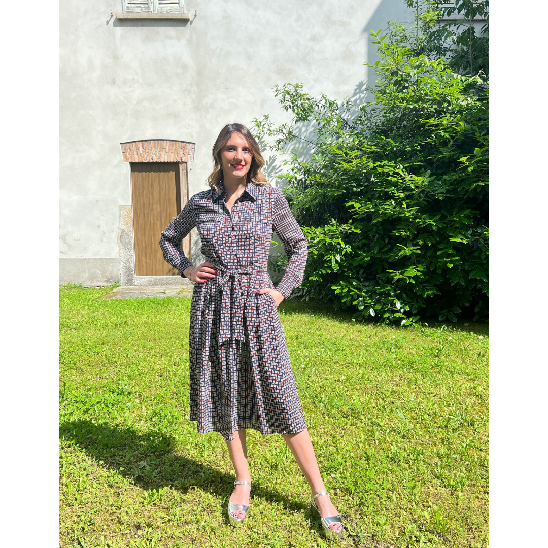 J. CREW Abito midi blu a fantasia