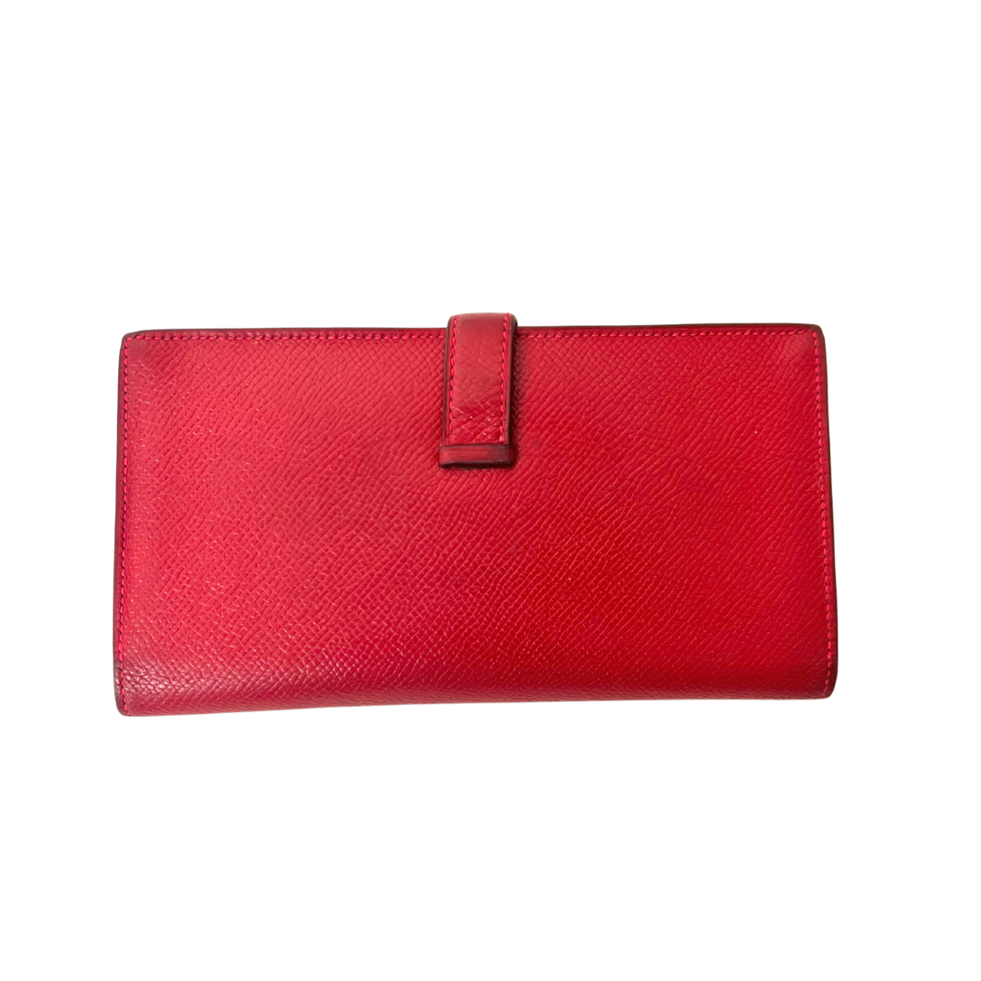 HERMES Portafoglio Bearn Soufflet rosso