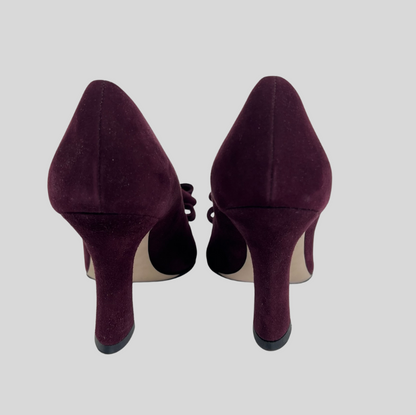 MIU MIU Scarpe in camoscio burgundy con fiocco