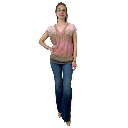 MISSONI casacca in maglia traforata e sfumata rosa