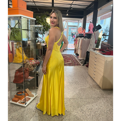 AIDAN MATTOX Abito lungo giallo