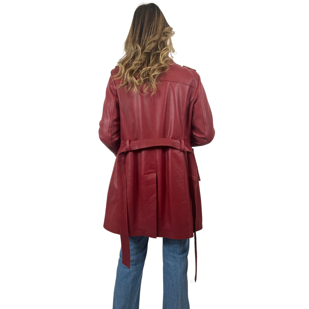 CUOIERIA FIORENTINA Trench in pelle bordeaux