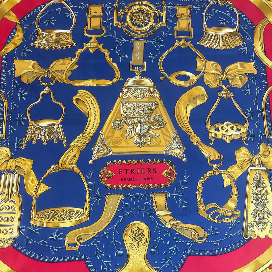 HERMES Foulard blu e rosso