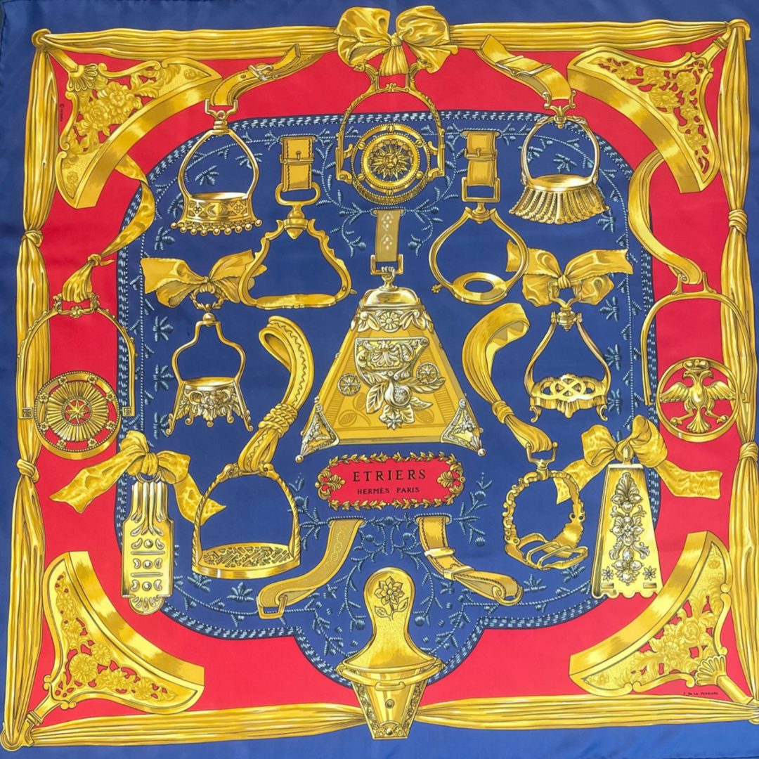 HERMES Foulard blu e rosso