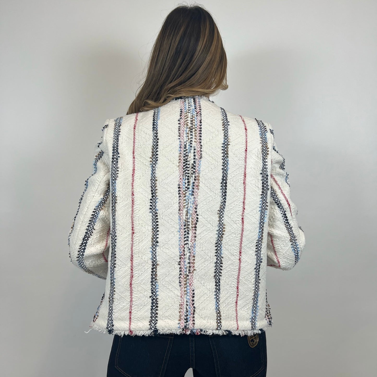 GERARD DAREL Giacca in tessuto tramato bianco panna