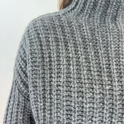 PINORO CASHMERE Maglione in cashmere a coste grigio