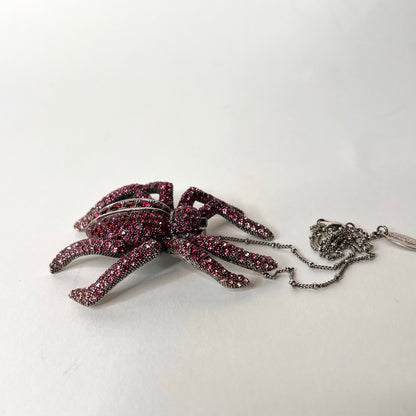 ROBERTO CAVALLI Collana con ciondolo ragno con strass rossi e pink