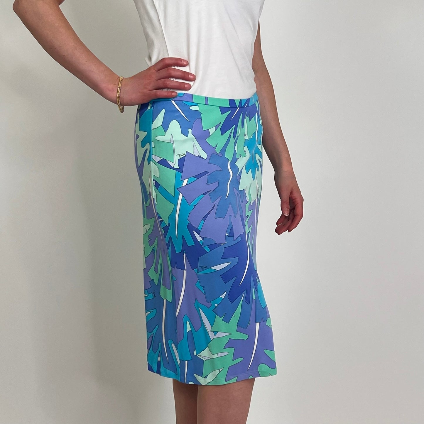 EMILIO PUCCI Gonna tubino fantasia azzurra