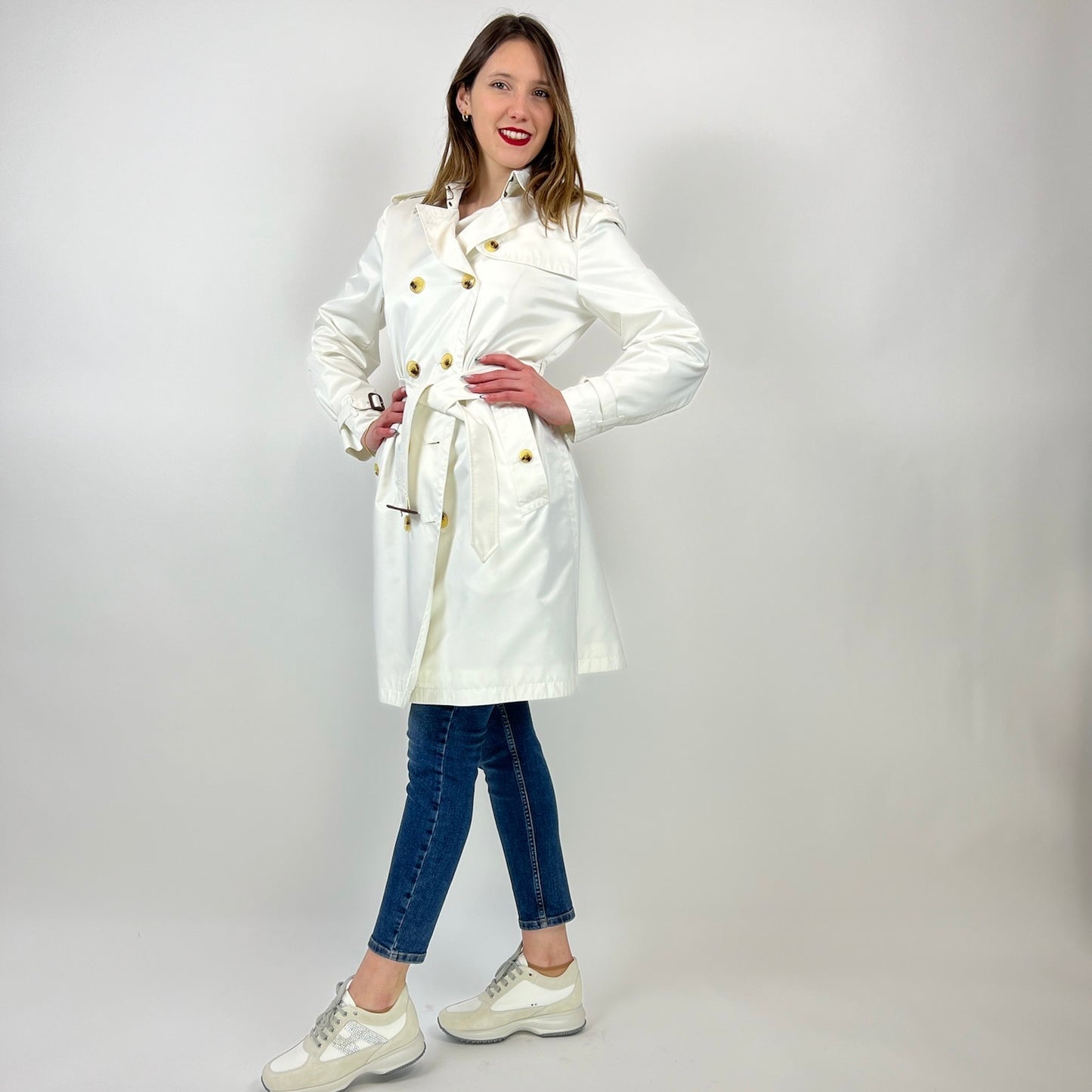 BURBERRY Trench in nylon bianco