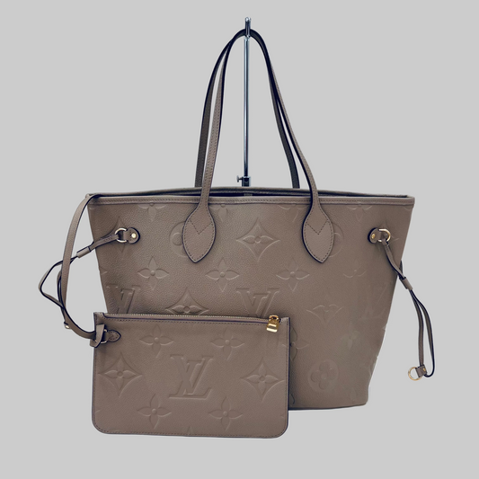 LOUIS VUITTON Borsa Neverfull MM monogram empreinte tortora