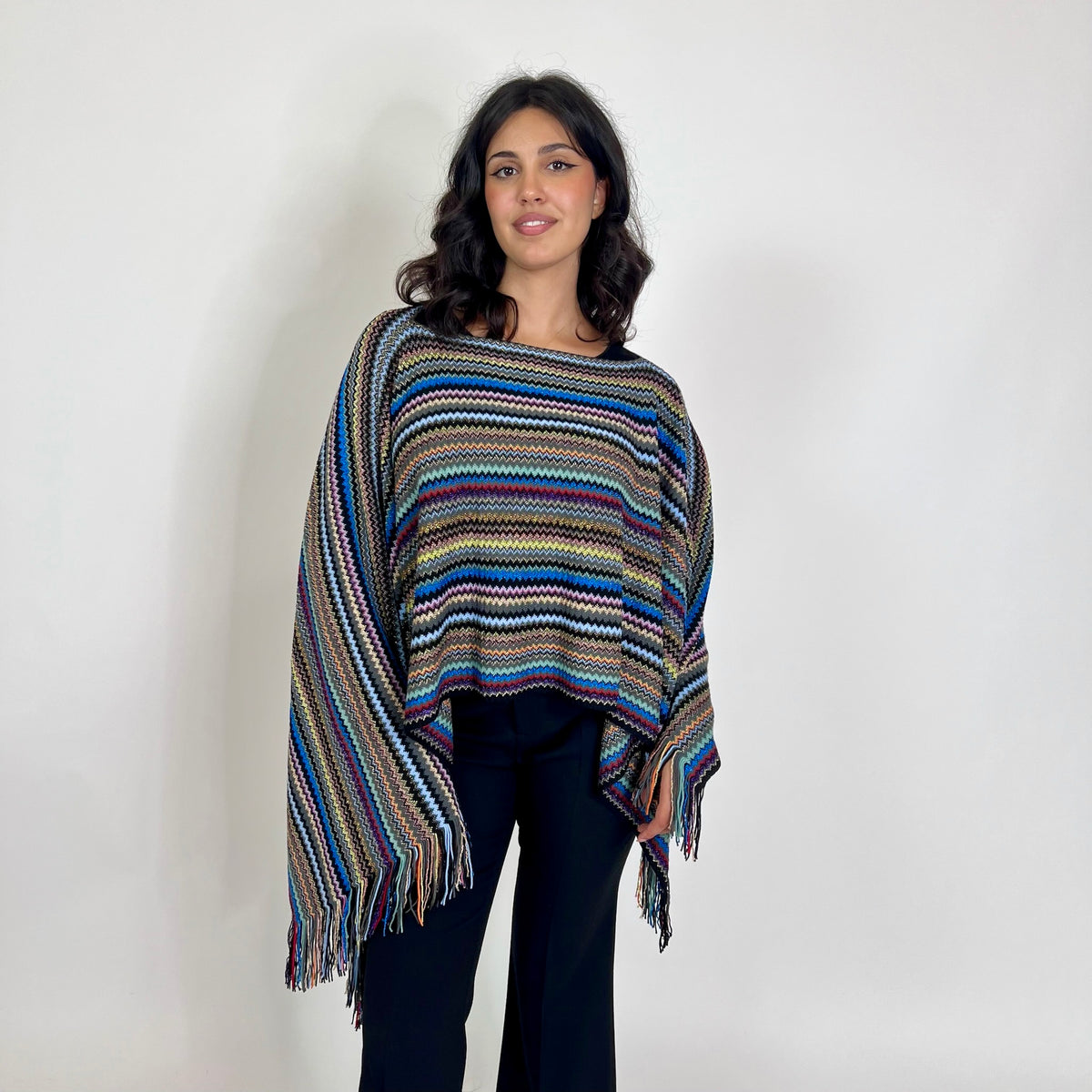MISSONI Poncho multicolor con frangetta