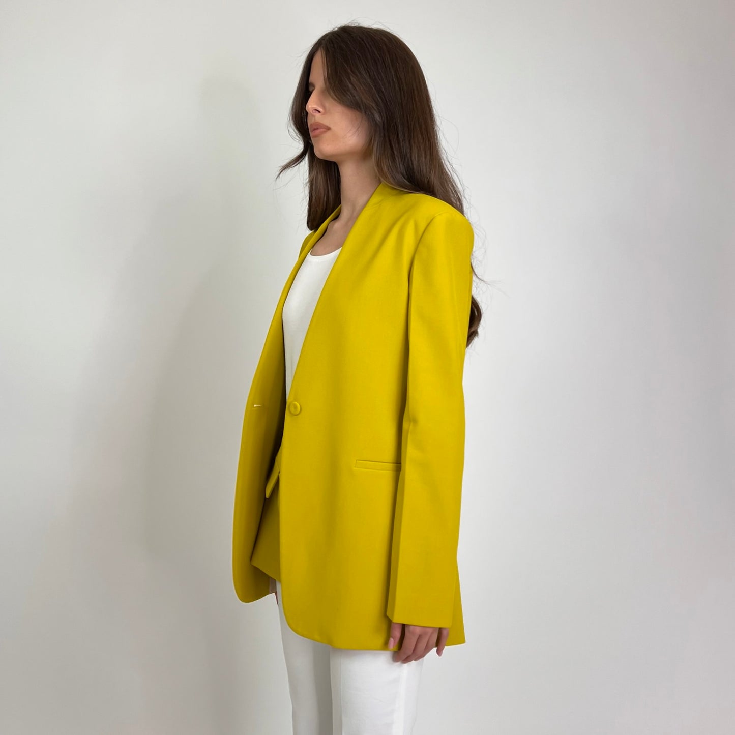 ERIKA CAVALLINI Blazer lungo giallo olio