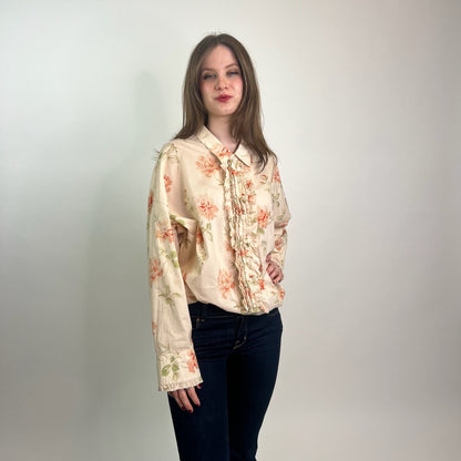 R13 Camicia over nude con rose rosa
