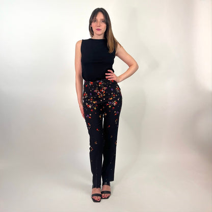 GIVENCHY Pantaloni neri con fiori