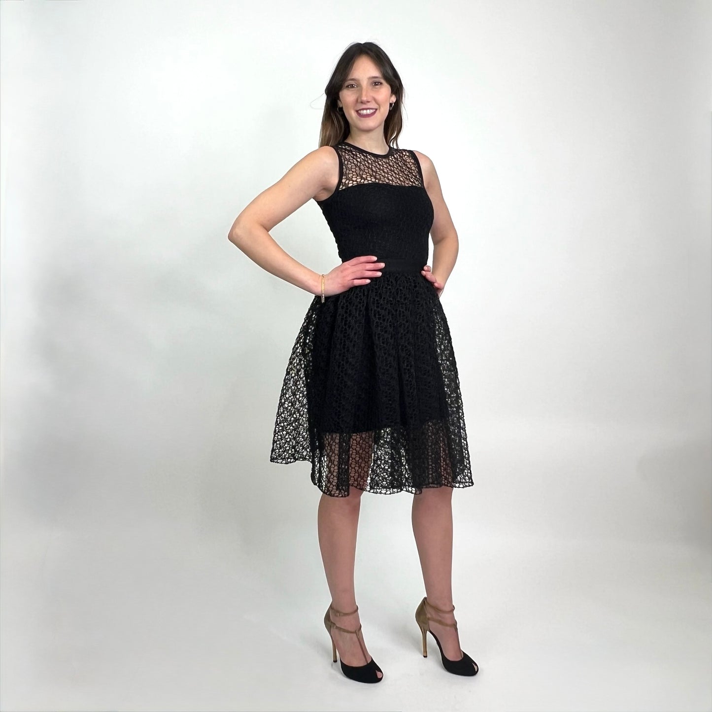 CHRISTIAN DIOR Abito traforato nero