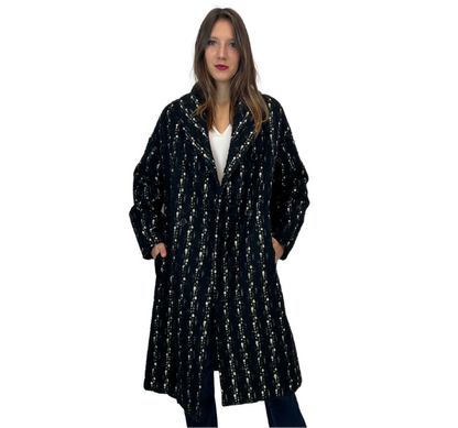 Aspesi Cappotto nero striato bianco