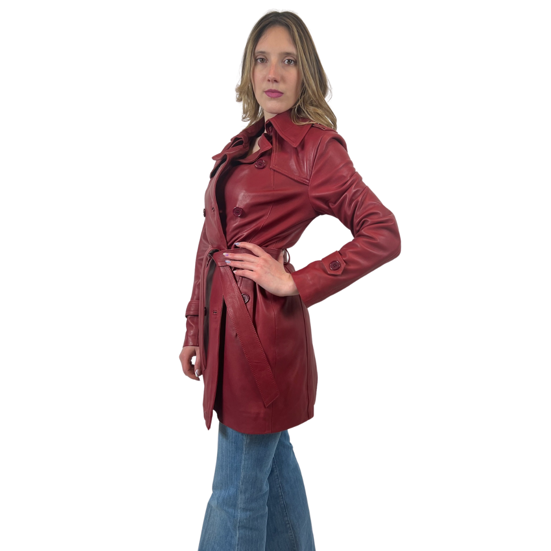 CUOIERIA FIORENTINA Trench in pelle bordeaux