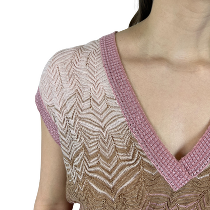MISSONI casacca in maglia traforata e sfumata rosa
