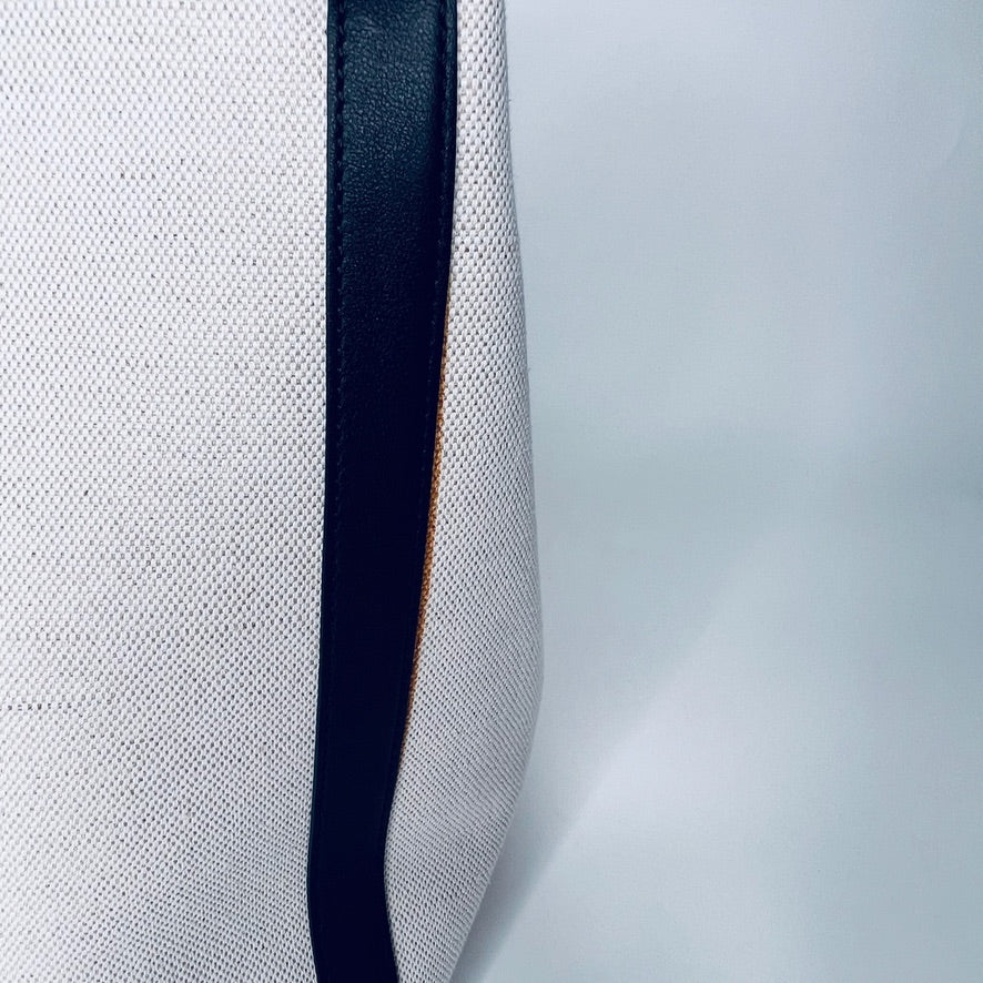 VALENTINO Borsa in canvas naturale con profili neri