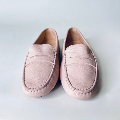 TOD'S Scarpe mocassino in pelle martellata rosa pallido