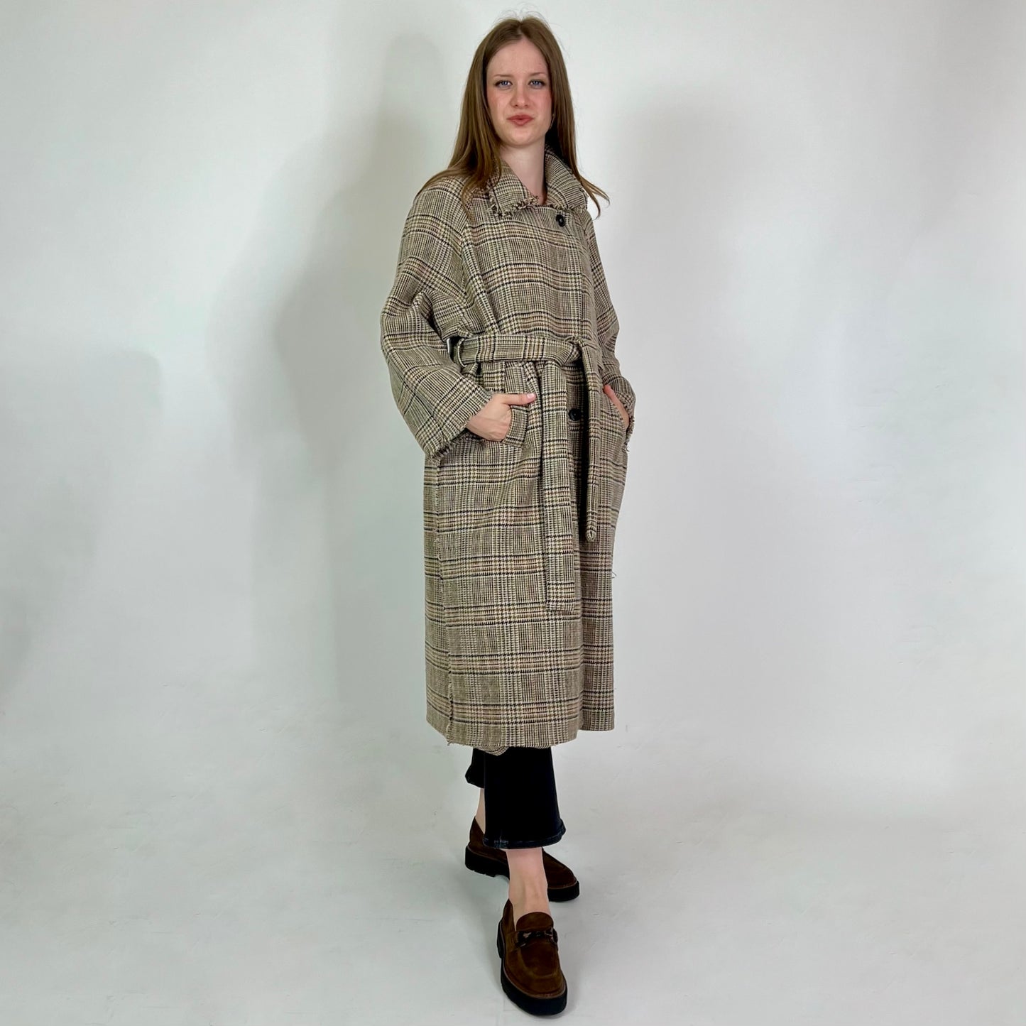 KASSL EDITION Cappotto prince de galles beige e marrone
