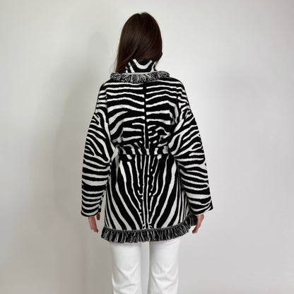 ALANUI Cardigan lungo zebrato bianco e nero