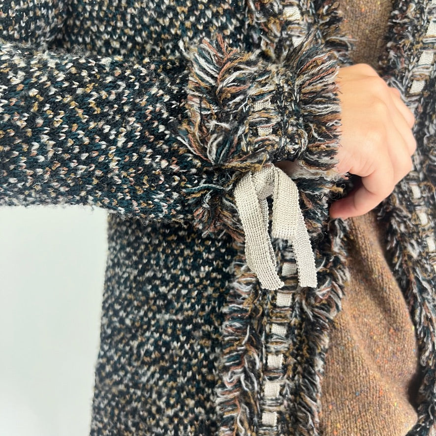 MORESI Cappotto in maglia di lana mista tweed marrone