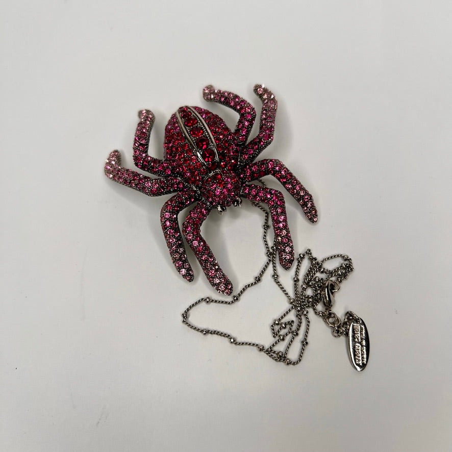 ROBERTO CAVALLI Collana con ciondolo ragno con strass rossi e pink