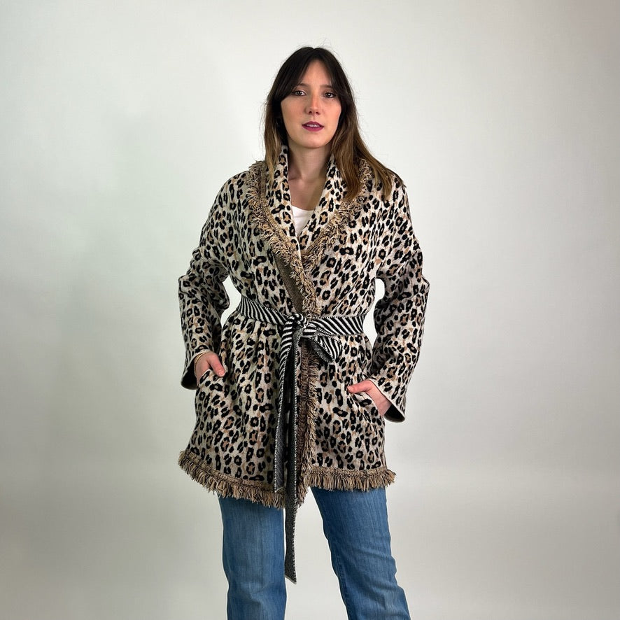 TONALI Cardigan lungo maculato