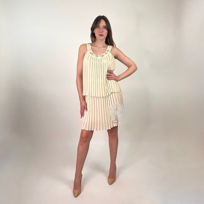 MOSCHINO Abito plissettato panna